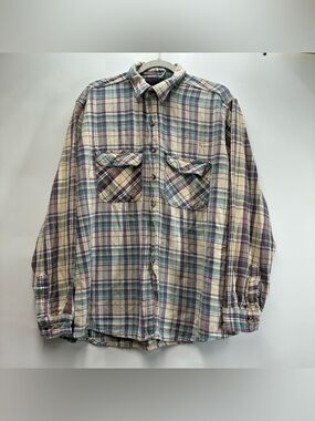Dakota by Five Brother Mens XXL Tall Blue Plaid Heavy Cotton Flannel Shirt